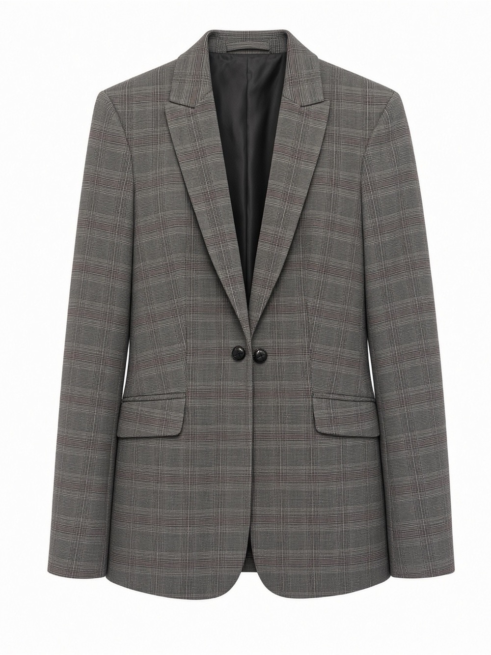 Calvin Klein Classic Gray Plaid Tailored Blazer with Burgundy Color